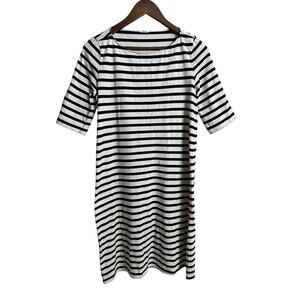 Apuntob Striped Jersey T-Shirt Dress size XS Black White Boat Neck Made in Italy